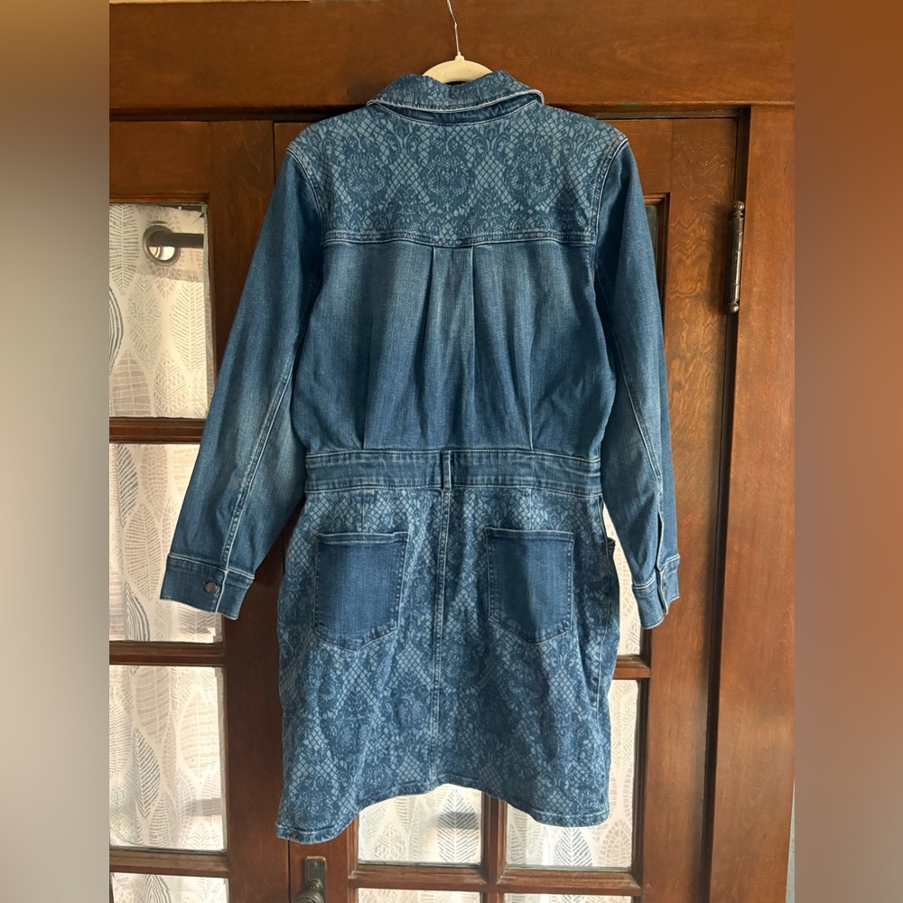 Venus Lace Print Denim Mini Dress - Picture 6 of 11